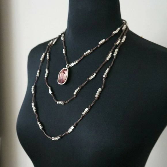 Un ode 50 Wine Crystal Multi Strand Necklace - Picture 3 of 6
